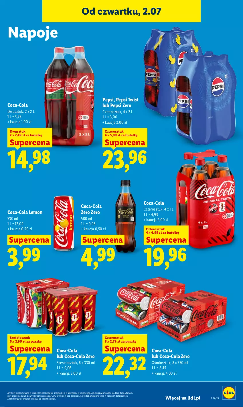 Gazetka promocyjna Lidl - Gazetka ważna od 2.07 do 4.07 - ważna 02.07 do 04.07.2026 - strona 61 - produkty: Coca-Cola, Napoje, Pepsi