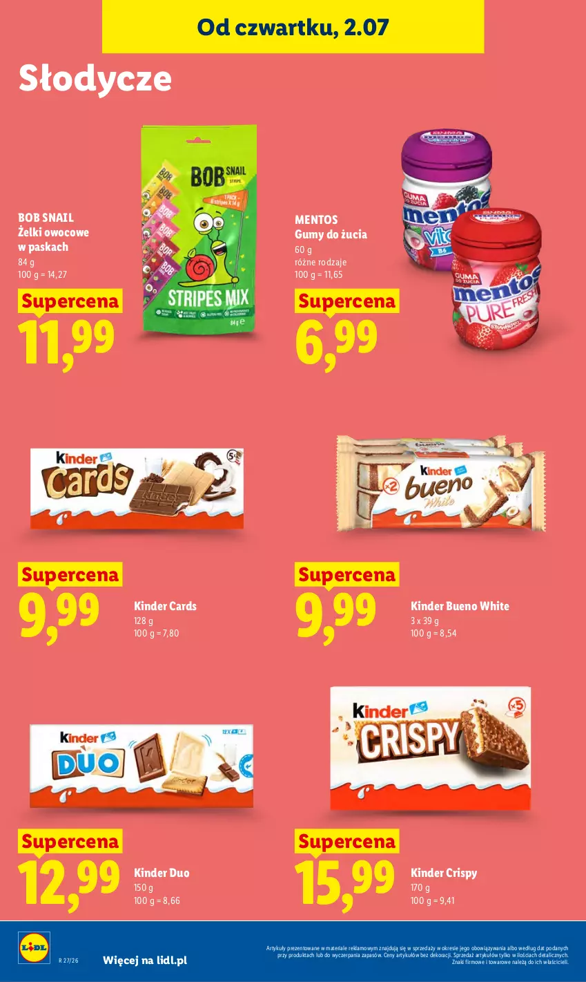 Gazetka promocyjna Lidl - Gazetka ważna od 2.07 do 4.07 - ważna 02.07 do 04.07.2026 - strona 70 - produkty: Kinder, Kinder Bueno, Mentos