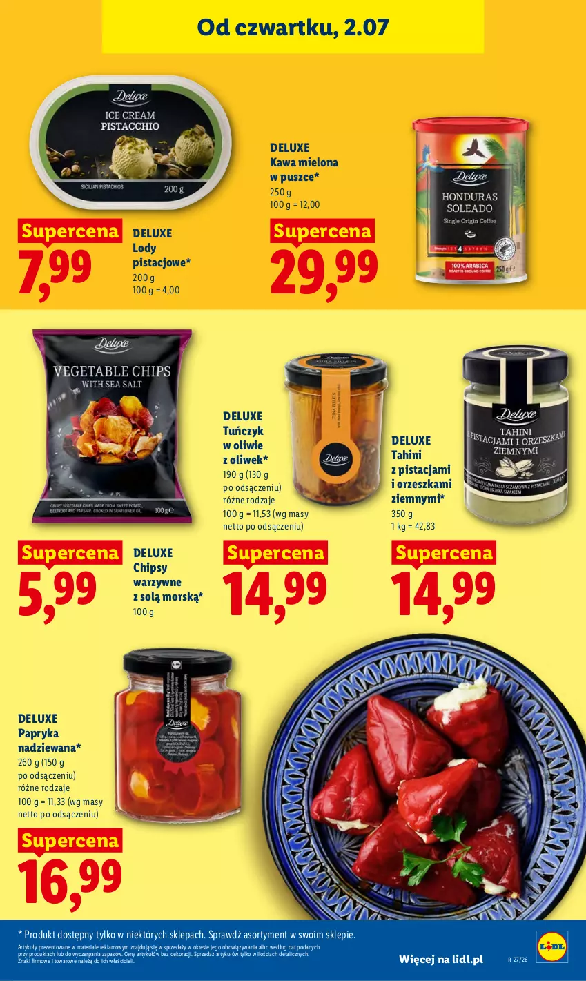 Gazetka promocyjna Lidl - Gazetka ważna od 2.07 do 4.07 - ważna 02.07 do 04.07.2026 - strona 77 - produkty: Chipsy, Kawa, Kawa mielona, Lody, Papryka, Tuńczyk