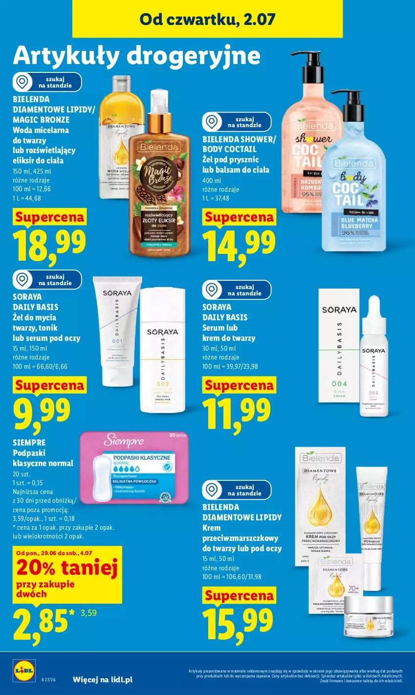 Gazetka promocyjna Lidl - Gazetka ważna od 2.07 do 4.07 - ważna 02.07 do 04.07.2026 - strona 84 - produkty: Balsam do ciała, Bielenda, Body, Krem do twarzy, Krem przeciwzmarszczkowy, Mars, Podpaski, Rum, Ser, Serum, Serum pod oczy, Tonik, Woda, Woda micelarna