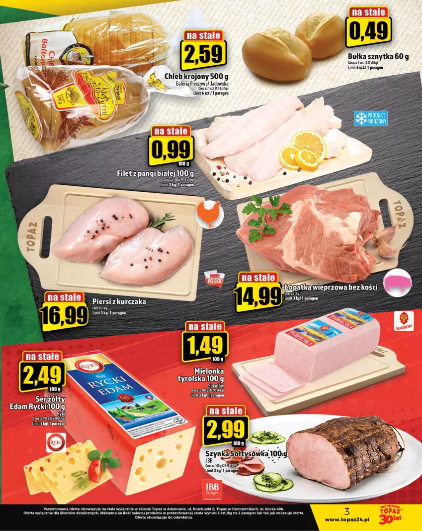 Gazetka promocyjna Topaz - Gazetka - ważna 02.11 do 08.11.2023 - strona 3 - produkty: Bułka, Chleb, Filet z pangi, Koc, Kurczak, Piec, Top