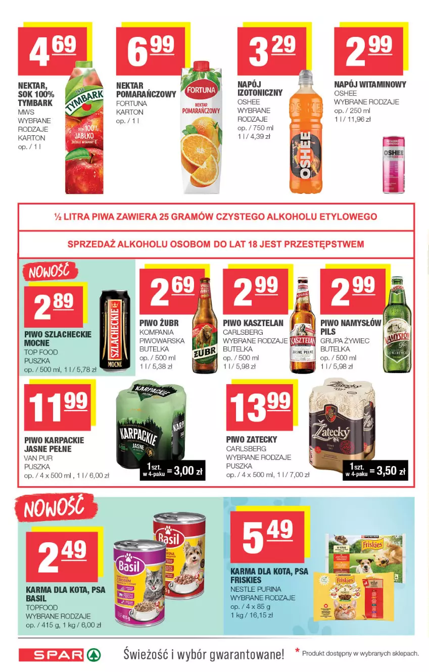 Gazetka promocyjna Spar - Spar - ważna 16.11 do 26.11.2025 - strona 6 - produkty: Carlsberg, Karp, Kasztelan, Namysłów, Napój, Nektar, Oshee, Piwo, Pur, Sok, Tymbark