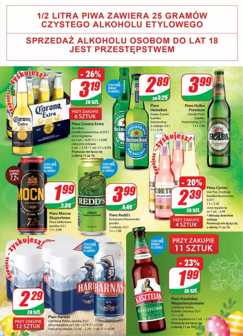 Gazetka promocyjna Dino - Gazetka - ważna 13.04 do 19.04.2022 - strona 17 - produkty: Carlsberg, Corona Extra, Fa, Gra, Harnaś, Heineken, Kasztelan, Piwa, Piwo, Pur, Redd's