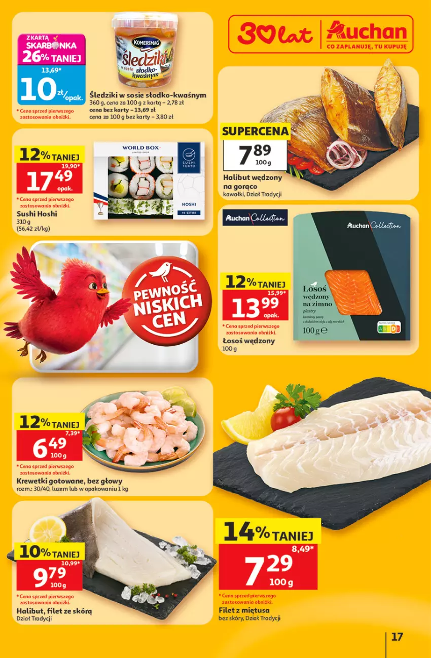 Gazetka promocyjna Auchan - Gazetka 30 Lat Hipermarket Auchan - ważna 11.06 do 17.06.2026 - strona 17 - produkty: Halibut, Kawa, Krewetki, Miętus, Sos