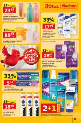 Gazetka promocyjna Auchan - Gazetka 30 Lat Hipermarket Auchan - Gazetka - ważna od 17.06 do 17.06.2026 - strona 31 - produkty: Woda perfumowana, Nivelazione, Gra, Majtki, Seboradin, Perfum, Pasta do zębów, Discreet, Szampon, Krem do stóp, Bielizna, Pieluchomajtki, Woda, Blend-a-Med, Nivea, Propolis, Fa