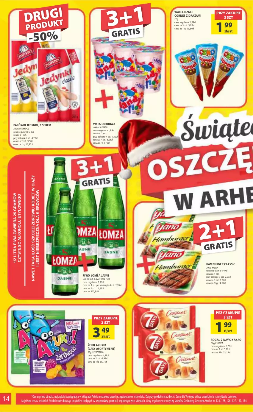 Gazetka promocyjna Arhelan - Gazetka - ważna 01.12 do 10.12.2023 - strona 14 - produkty: Burger, Gra, Hamburger, Jutrzenka, Kakao, Parówki, Piwo, Pur, Rogal, Rum, Ser, Wata cukrowa