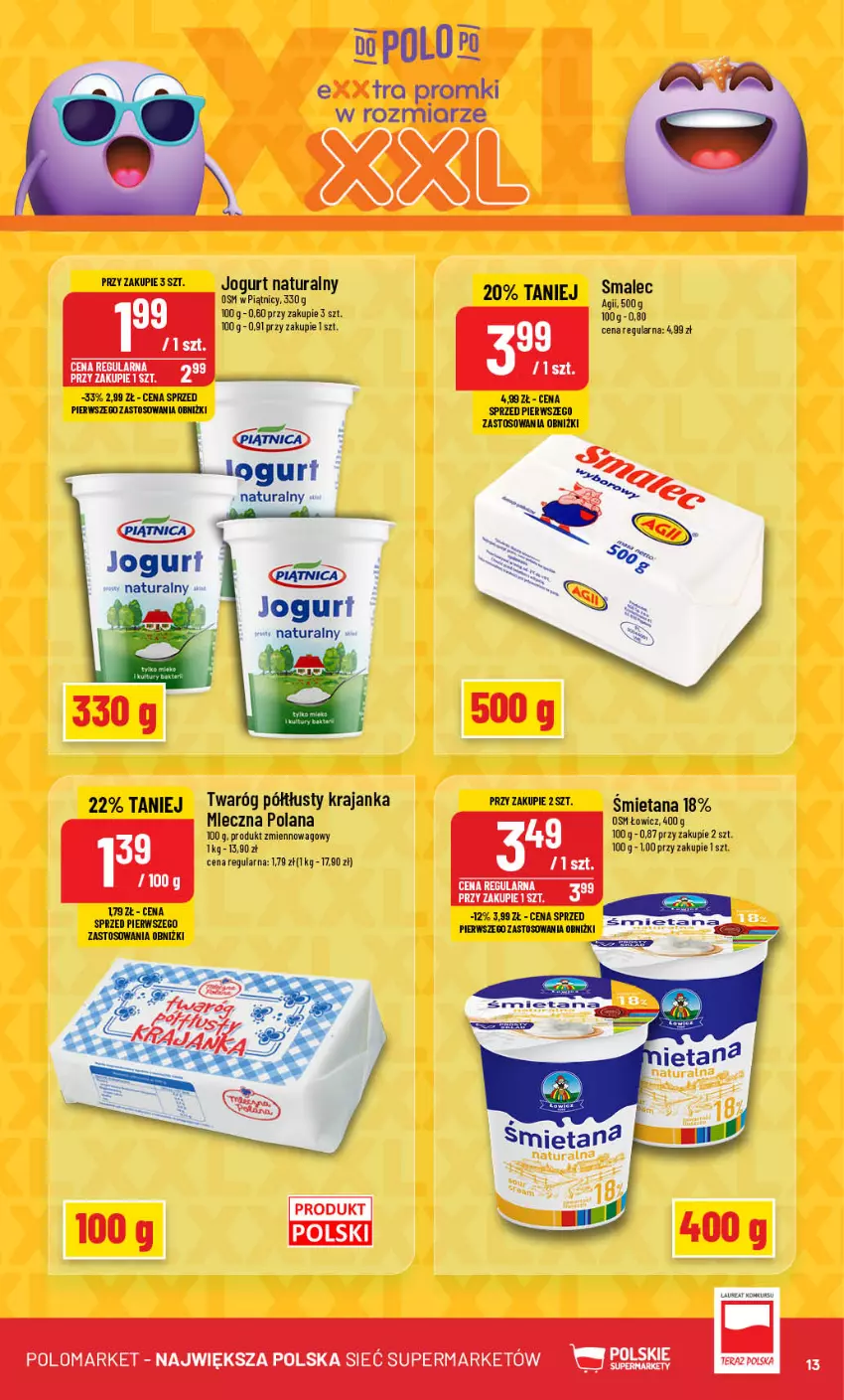 Gazetka promocyjna PoloMarket - Gazetka pomocyjna - ważna 11.09 do 17.09.2024 - strona 13 - produkty: Jogurt, Jogurt naturalny, LANA, Smalec, Twaróg, Twaróg półtłusty