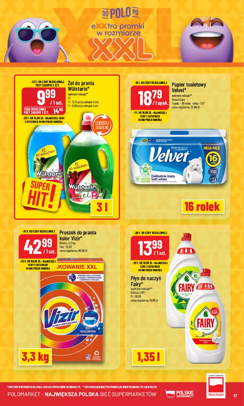 Gazetka promocyjna PoloMarket - Gazetka pomocyjna - ważna 11.09 do 17.09.2024 - strona 17 - produkty: BIC, Fa, Fairy, Papier, Papier toaletowy, Proszek do prania, Tera, Velvet, Vizir