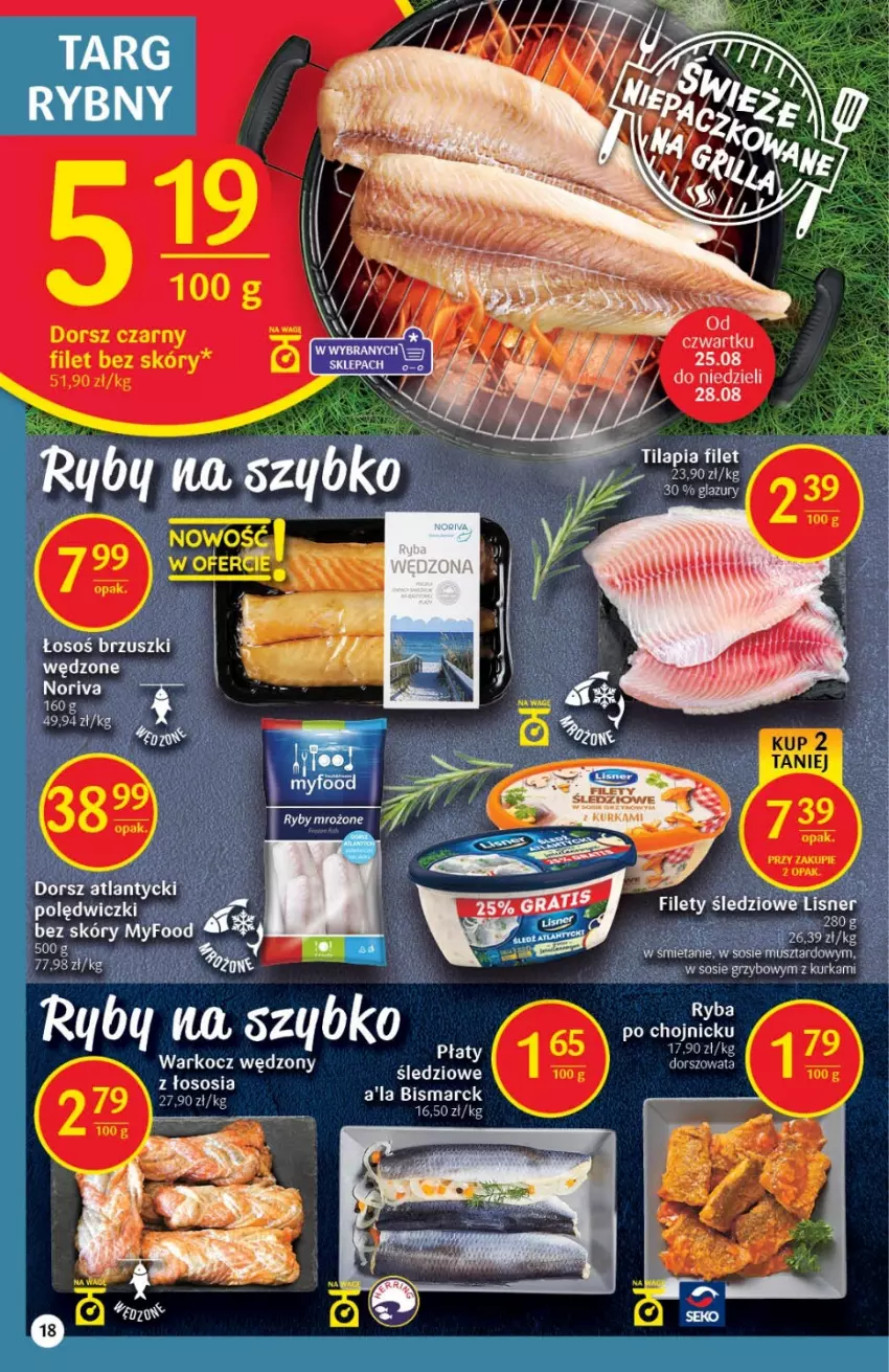 Gazetka promocyjna Delikatesy Centrum - Gazetka DC33 - ważna 25.08 do 31.08.2022 - strona 18 - produkty: Dorsz, Koc, Lazur, Lisner, Por, Ser, Sos