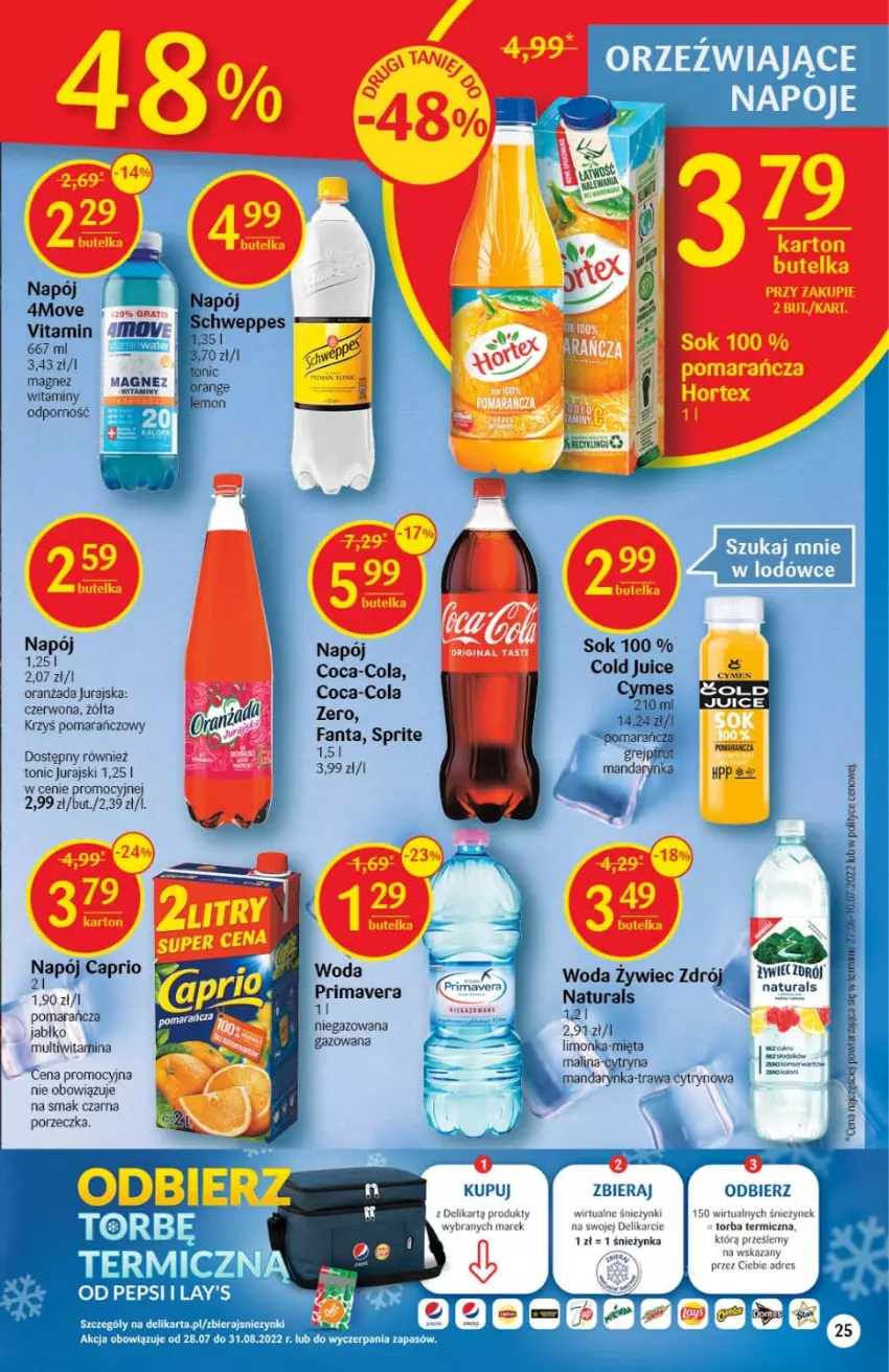 Gazetka promocyjna Delikatesy Centrum - Gazetka DC33 - ważna 25.08 do 31.08.2022 - strona 25 - produkty: Coca-Cola, Fa, Fanta, Limonka, Magnez, Mięta, Napój, Oranżada, Pepsi, Por, Prima, Primavera, Sok, Sprite, Torba