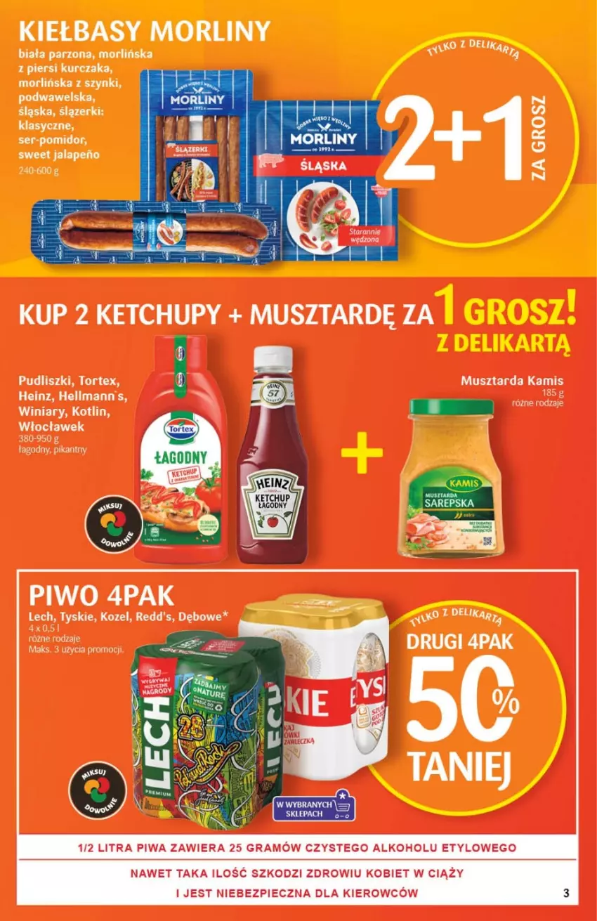 Gazetka promocyjna Delikatesy Centrum - Gazetka DC33 - ważna 25.08 do 31.08.2022 - strona 3 - produkty: Gra, Heinz, Kamis, Kotlin, Kozel, Kurczak, Morliny, Mus, Musztarda, Piec, Piwa, Piwo, Pudliszki, Redd's, Tyskie, Wawel, Winiary