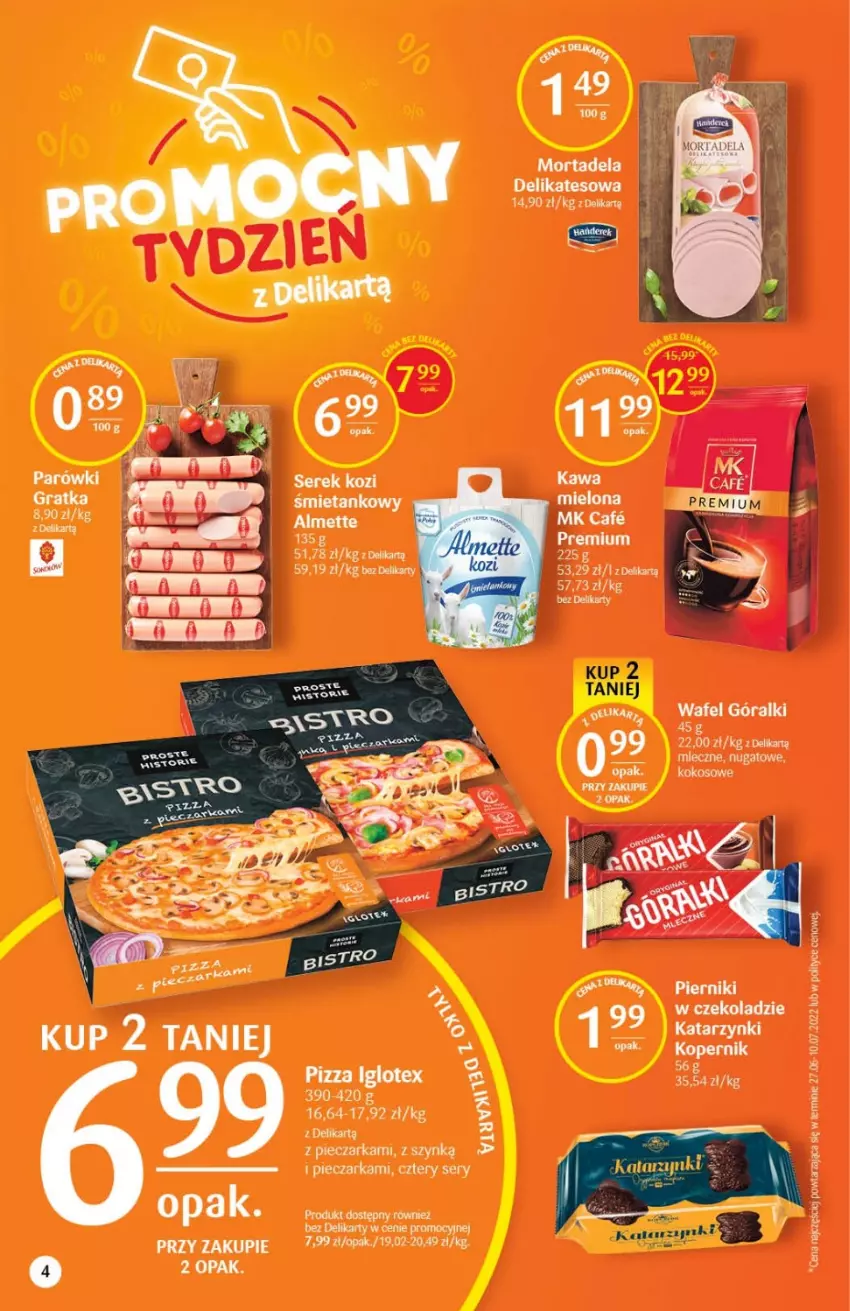 Gazetka promocyjna Delikatesy Centrum - Gazetka DC33 - ważna 25.08 do 31.08.2022 - strona 4 - produkty: Góralki, Kawa, Kawa mielona, Piec, Pieczarka, Pizza, Ser