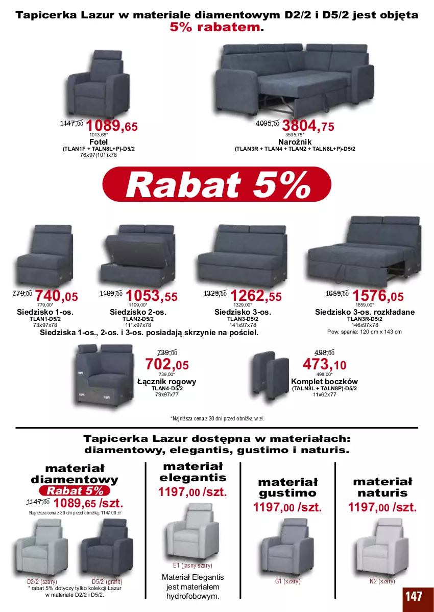 Gazetka promocyjna Bodzio - ważna 01.04 do 30.06.2024 - strona 147 - produkty: Fotel, Gra, Lazur, Narożnik, Pościel, Siedzisko, Tapicerka