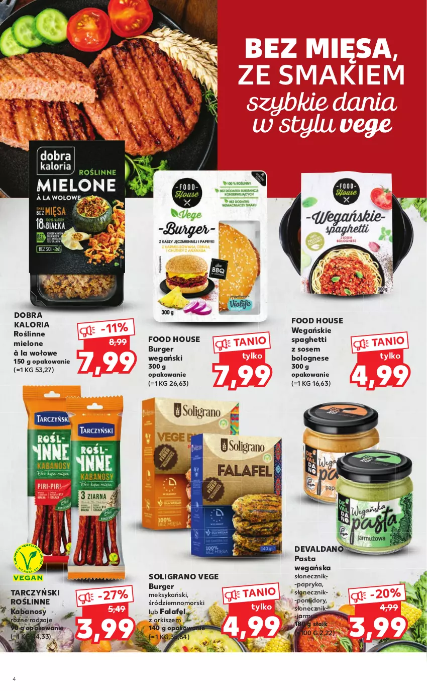 Gazetka promocyjna Kaufland - Oferta ważna  od  27.01.2022 do 09.02.2022 lub do wyczerpania zapasów - ważna 27.01 do 09.02.2022 - strona 4 - produkty: Burger, Fa, Gra, Jarmuż, Kabanos, Papryka, Pomidory, Roślinne kabanosy, Soligrano, Sos, Spaghetti, Tarczyński