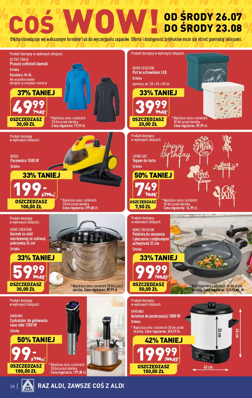 Gazetka promocyjna Aldi - Pełna oferta - ważna 24.07 do 29.07.2023 - strona 28 - produkty: Garnek, Parownica, Patelnia, Piec, Płaszcz, Puf, Top