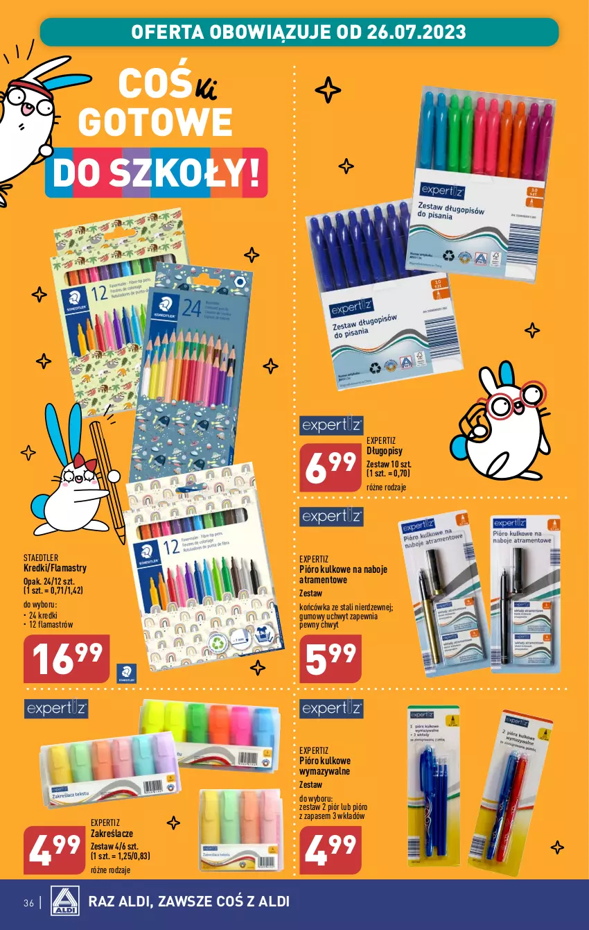 Gazetka promocyjna Aldi - Pełna oferta - ważna 24.07 do 29.07.2023 - strona 36 - produkty: Długopis, Flamastry