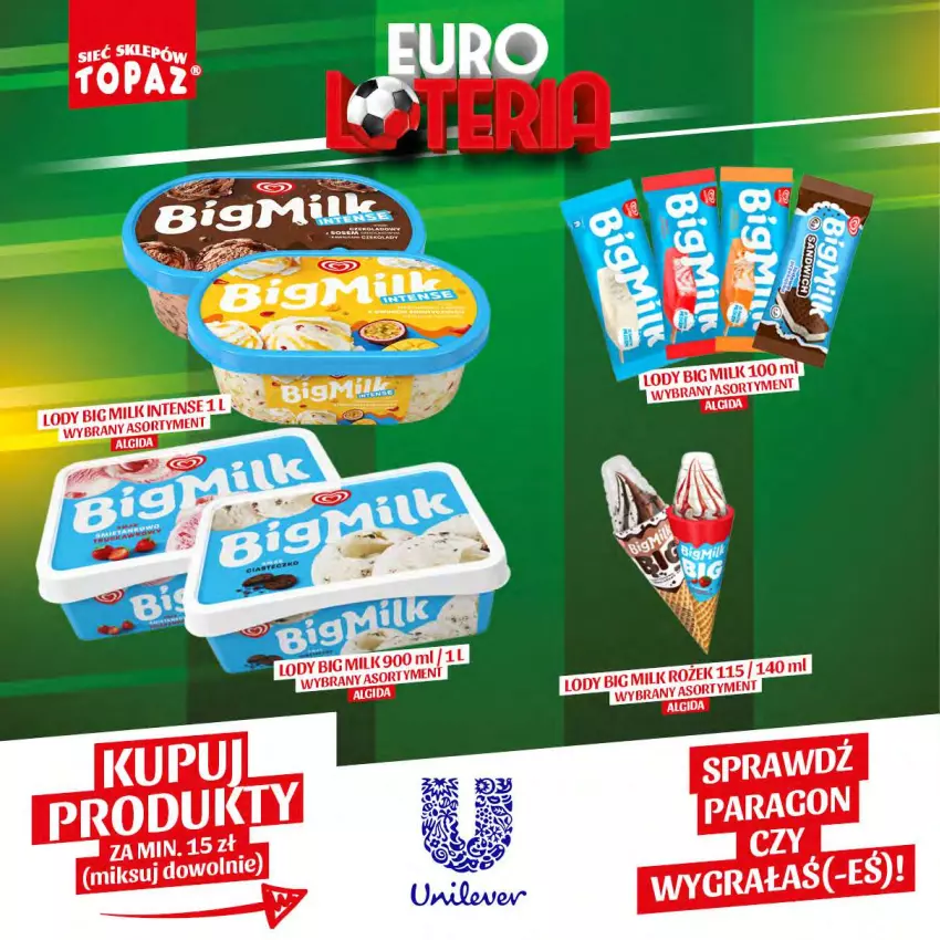 Gazetka promocyjna Topaz - Gazetka - ważna 14.06 do 07.07.2024 - strona 20 - produkty: Algida, Big Milk, LG, Lody