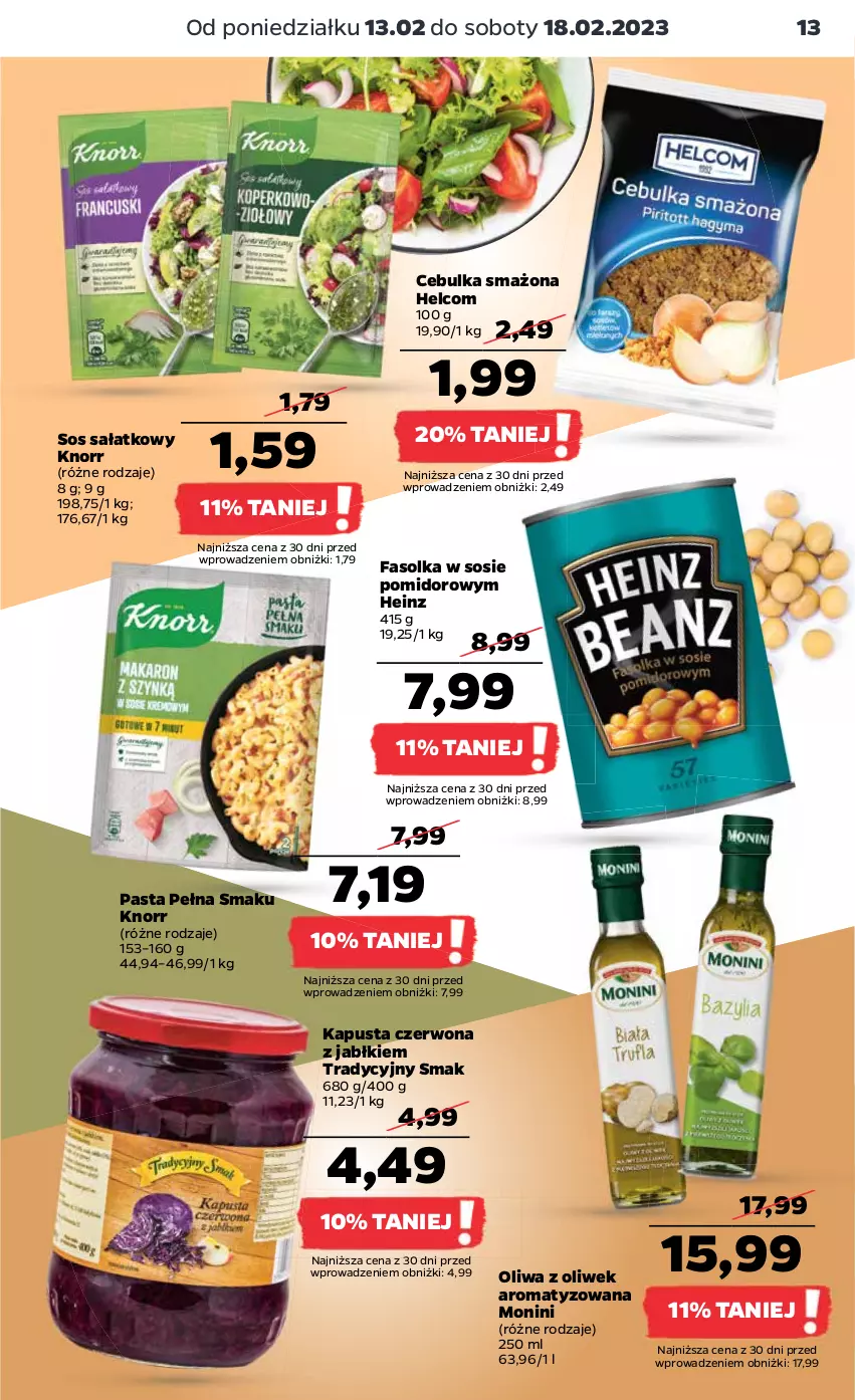 Gazetka promocyjna Netto - Artykuły spożywcze - ważna 13.02 do 18.02.2023 - strona 13 - produkty: Fa, Heinz, HELCOM, Knorr, Monini, Oliwa z oliwek, Sałat, Sos