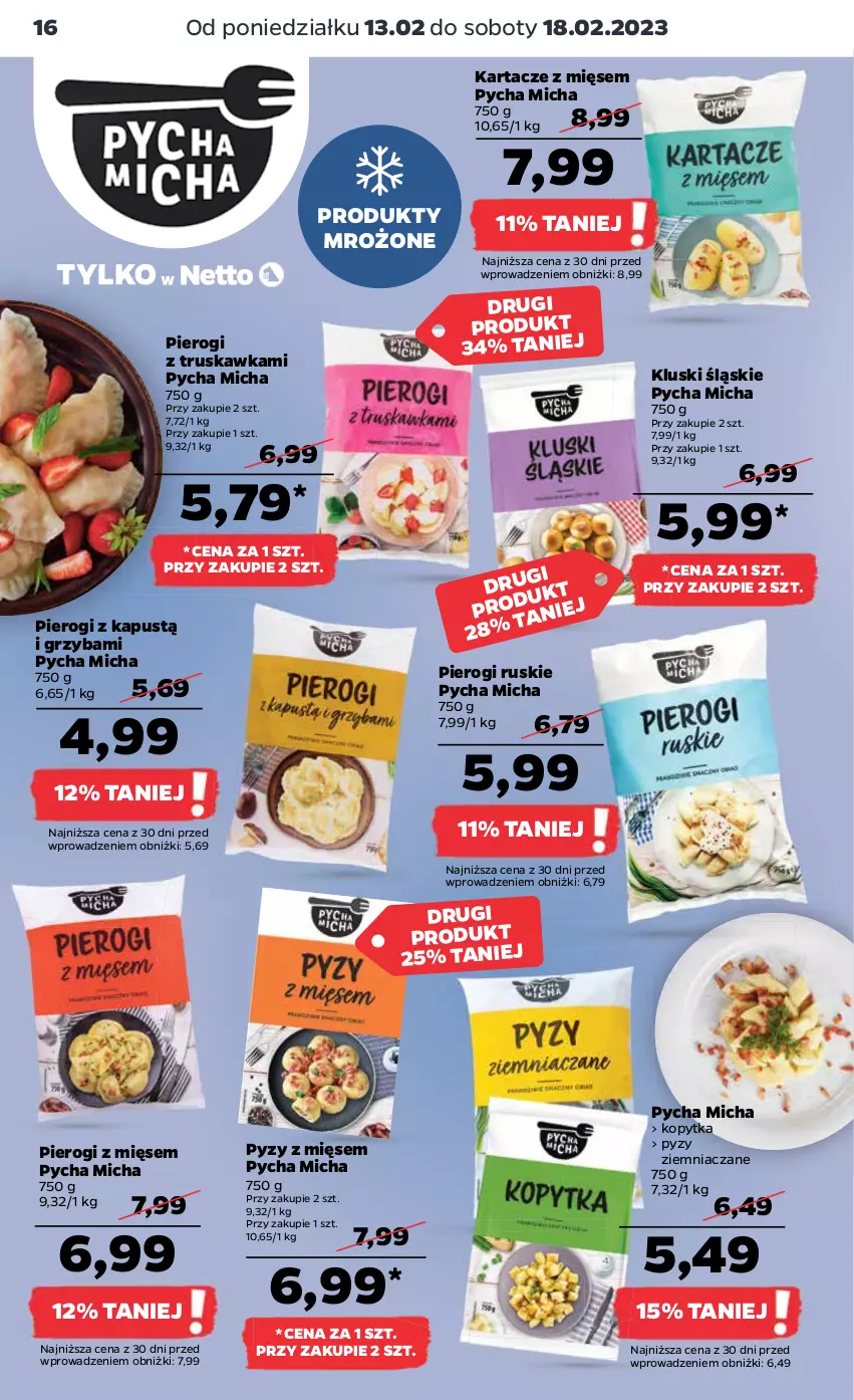 Gazetka promocyjna Netto - Artykuły spożywcze - ważna 13.02 do 18.02.2023 - strona 16 - produkty: Kapustą, Kopytka, Pierogi, Produkty mrożone