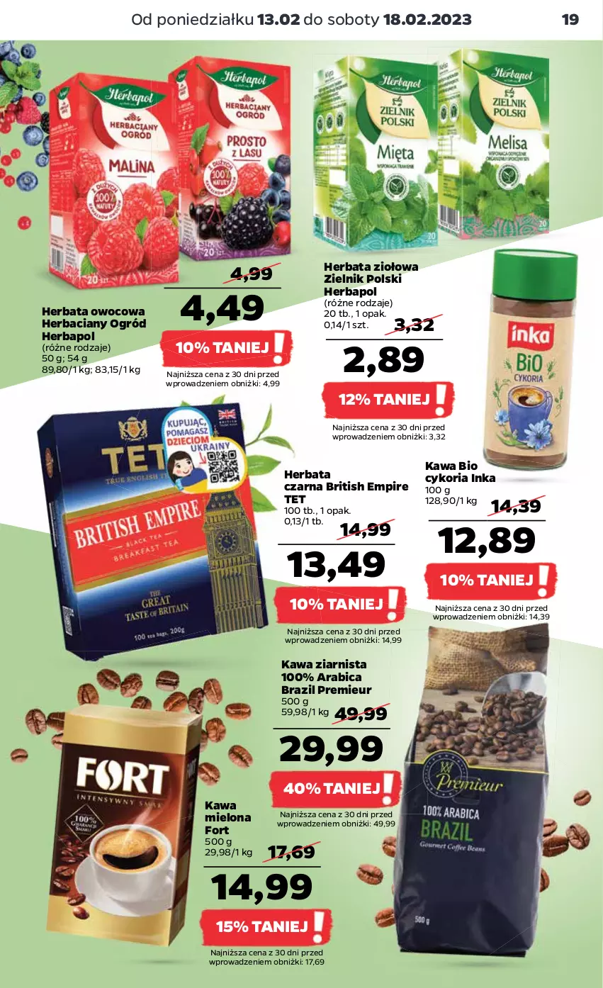 Gazetka promocyjna Netto - Artykuły spożywcze - ważna 13.02 do 18.02.2023 - strona 19 - produkty: BIC, Brit, Herbapol, Herbata, Herbata czarna, Herbata owocowa, Inka, Kawa, Kawa mielona, Kawa ziarnista, Ogród