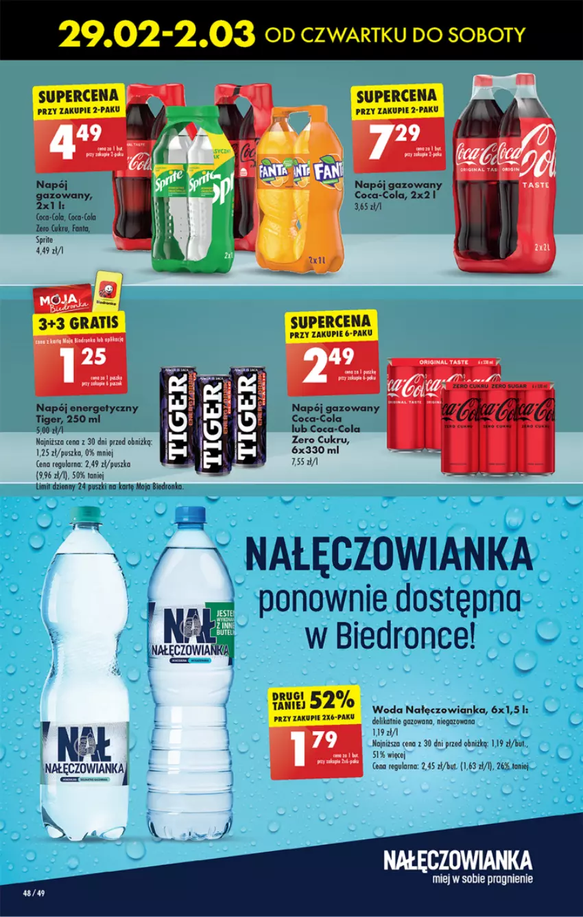 Gazetka promocyjna Biedronka - Od czwartku - ważna 29.02 do 06.03.2024 - strona 59 - produkty: Coca-Cola, Dron, Fa, Fanta, Gra, Nałęczowianka, Napój, Napój energetyczny, Napój gazowany, Tiger, Woda