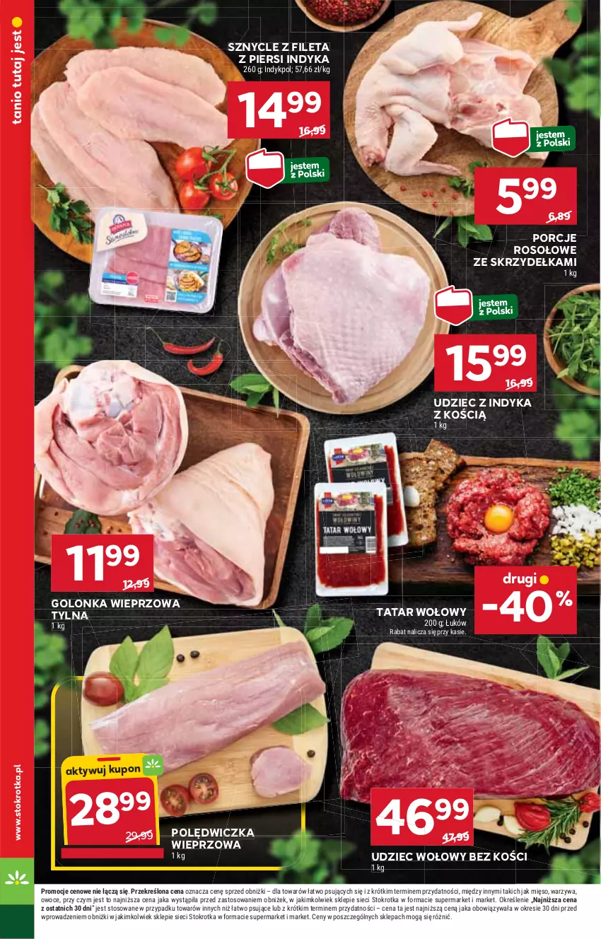 Gazetka promocyjna Stokrotka - Supermarket - ważna 18.09 do 24.09.2025 - strona 12 - produkty: Golonka wieprzowa, Mięso, Owoce, Por, Tatar wołowy, Udziec z indyka, Warzywa