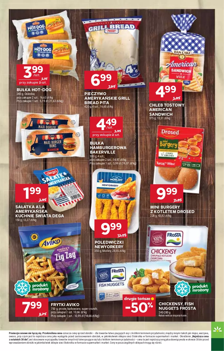 Gazetka promocyjna Stokrotka - Supermarket - ważna 18.09 do 24.09.2025 - strona 27 - produkty: Bułka, Bułka hamburger, Burger, Chleb, Chleb tostowy, Dega, Frosta, Frytki, Grill, Hamburger, Kotlet, Mięso, Morliny, Owoce, Piec, Pieczywo, Sałat, Sałatka, Warzywa