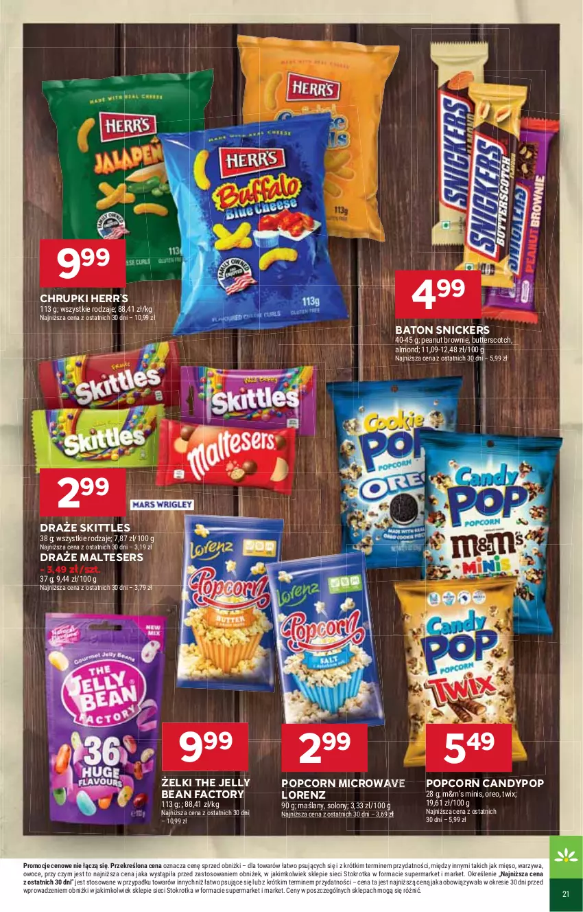 Gazetka promocyjna Stokrotka - Supermarket - ważna 18.09 do 24.09.2025 - strona 29 - produkty: Baton, Brownie, Candy, Chrupki, Fa, Lorenz, Mięso, Oreo, Owoce, Popcorn, Ser, Snickers, Twix, Warzywa
