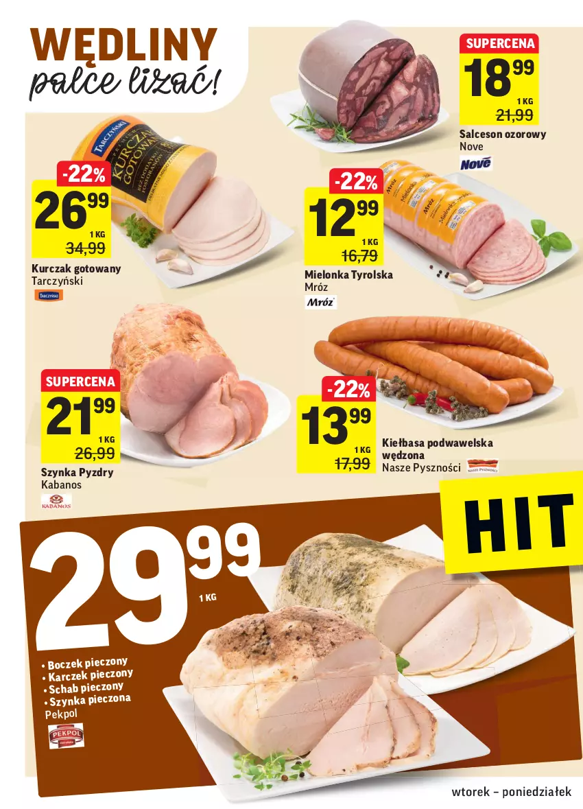 Gazetka promocyjna Intermarche - ważna 11.01 do 17.01.2022 - strona 12 - produkty: Boczek, Boczek pieczony, Kabanos, Kiełbasa, Kiełbasa podwawelska, Kurczak, Kurczak gotowany, Mielonka tyrolska, Pekpol, Piec, Salceson, Schab pieczony, Szynka, Tarczyński, Wawel