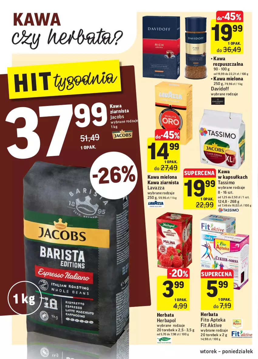 Gazetka promocyjna Intermarche - ważna 11.01 do 17.01.2022 - strona 24 - produkty: Apteka, Davidoff, Herbapol, Herbata, Jacobs, Kawa, Kawa mielona, Kawa rozpuszczalna, Kawa ziarnista, Lavazza, Tassimo