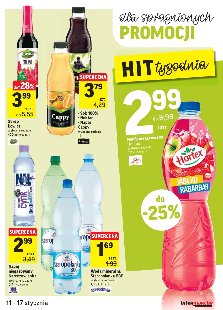 Gazetka promocyjna Intermarche - ważna 11.01 do 17.01.2022 - strona 31 - produkty: Cappy, Nałęczowianka, Napój, Napój niegazowany, Nektar, Sok, Staropolanka, Syrop, Woda, Woda mineralna