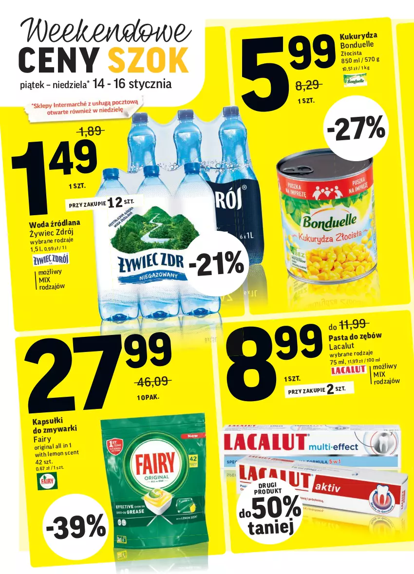 Gazetka promocyjna Intermarche - ważna 11.01 do 17.01.2022 - strona 39 - produkty: Bonduelle, Fa, Gin, Lacalut, LANA, Woda, Zmywarki