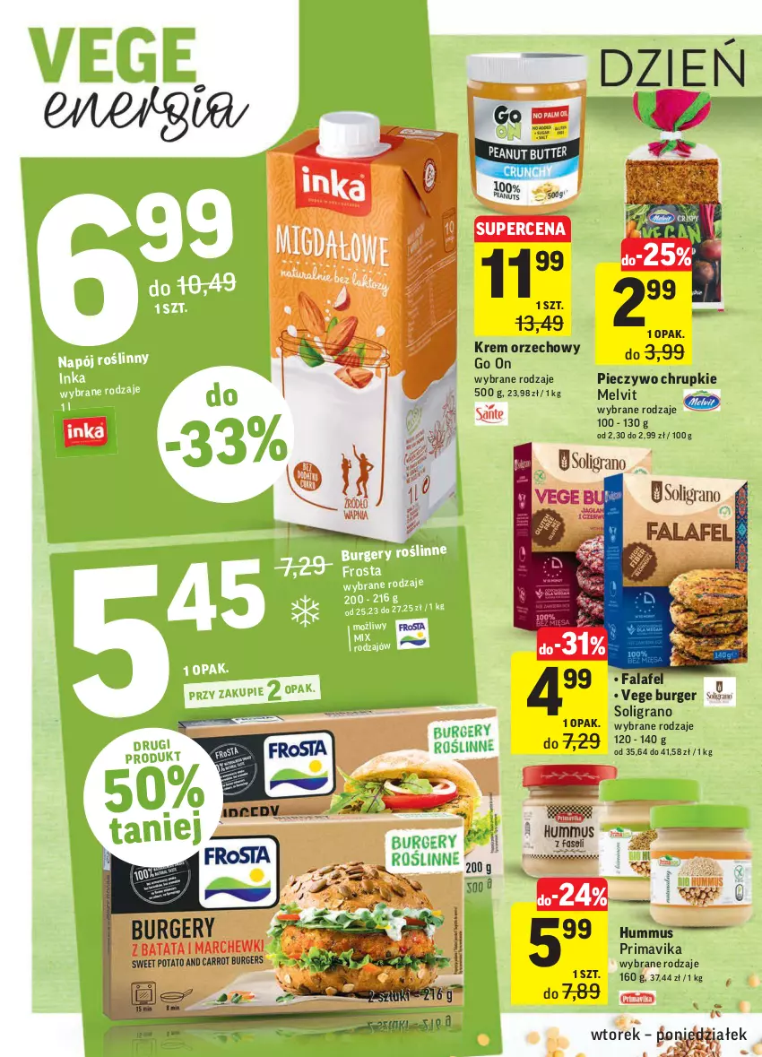 Gazetka promocyjna Intermarche - ważna 11.01 do 17.01.2022 - strona 6 - produkty: Burger, Chrupki, Fa, Gra, Hummus, Inka, Krem orzechowy, Melvit, Mus, Napój, Napój roślinny, Piec, Pieczywo, Pieczywo chrupkie, Prima, Primavika, Soligrano