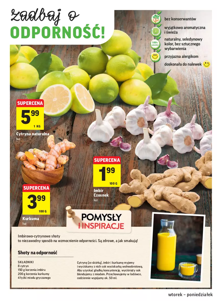 Gazetka promocyjna Intermarche - ważna 11.01 do 17.01.2022 - strona 8 - produkty: Czosnek, Gry, Imbir, Kurkuma, Por, Sok