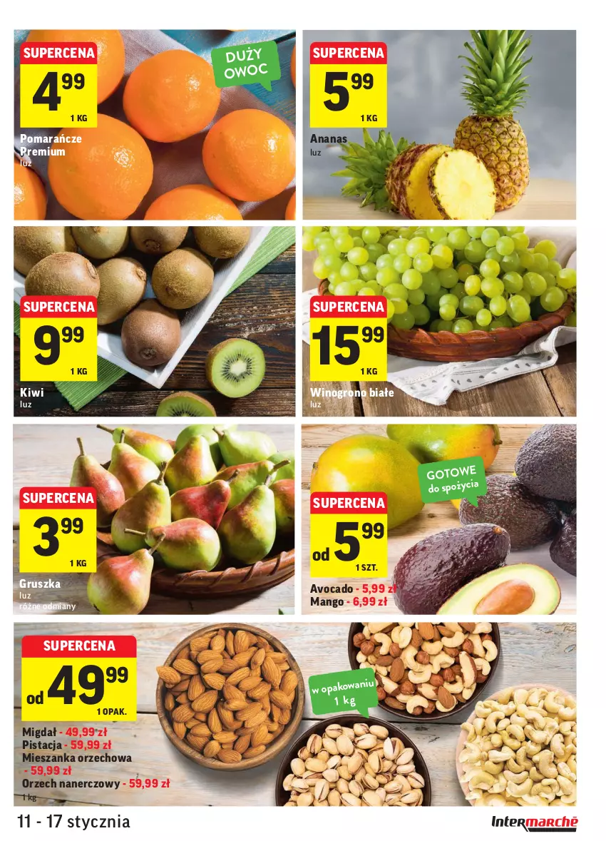 Gazetka promocyjna Intermarche - ważna 11.01 do 17.01.2022 - strona 9 - produkty: Ananas, Avocado, Kiwi, Mango, Mieszanka orzechowa, Pomarańcze, Wino