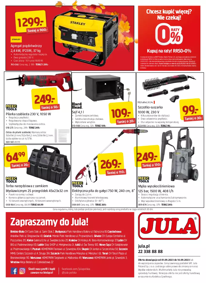 Gazetka promocyjna Jula - Gazetka - ważna 01.09 do 14.09.2023 - strona 12 - produkty: Fa, Koc, Kosz, Krokus, LANA, Pasek, Piec, Piła do gałęzi, Pilarka szablasta, Por, Sejf, Sok, Suszarka, Teleskop, Tera, Top, Torba