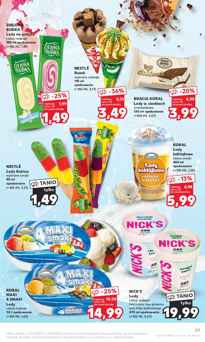 Gazetka promocyjna Kaufland - Gazetka tygodnia - ważna 20.07 do 26.07.2023 - strona 27 - produkty: Ciastka, Kaktus, Lody, Nestlé, Olej, Zielona Budka