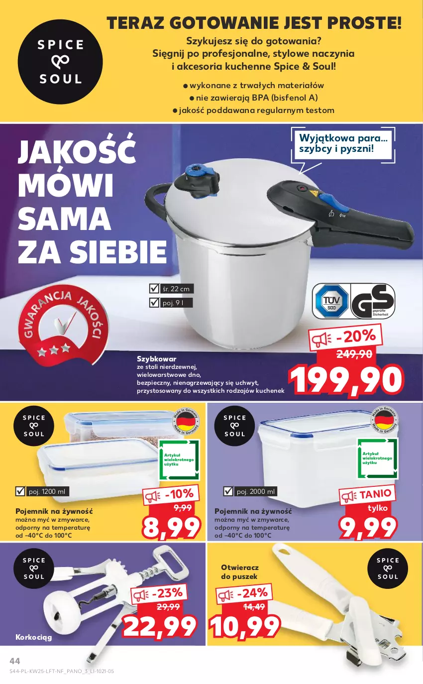 Gazetka promocyjna Kaufland - OFERTA TYGODNIA - ważna 24.06 do 30.06.2021 - strona 44 - produkty: Koc, Korkociąg, Otwieracz, Piec, Pojemnik, Por, Szybkowar, Tera