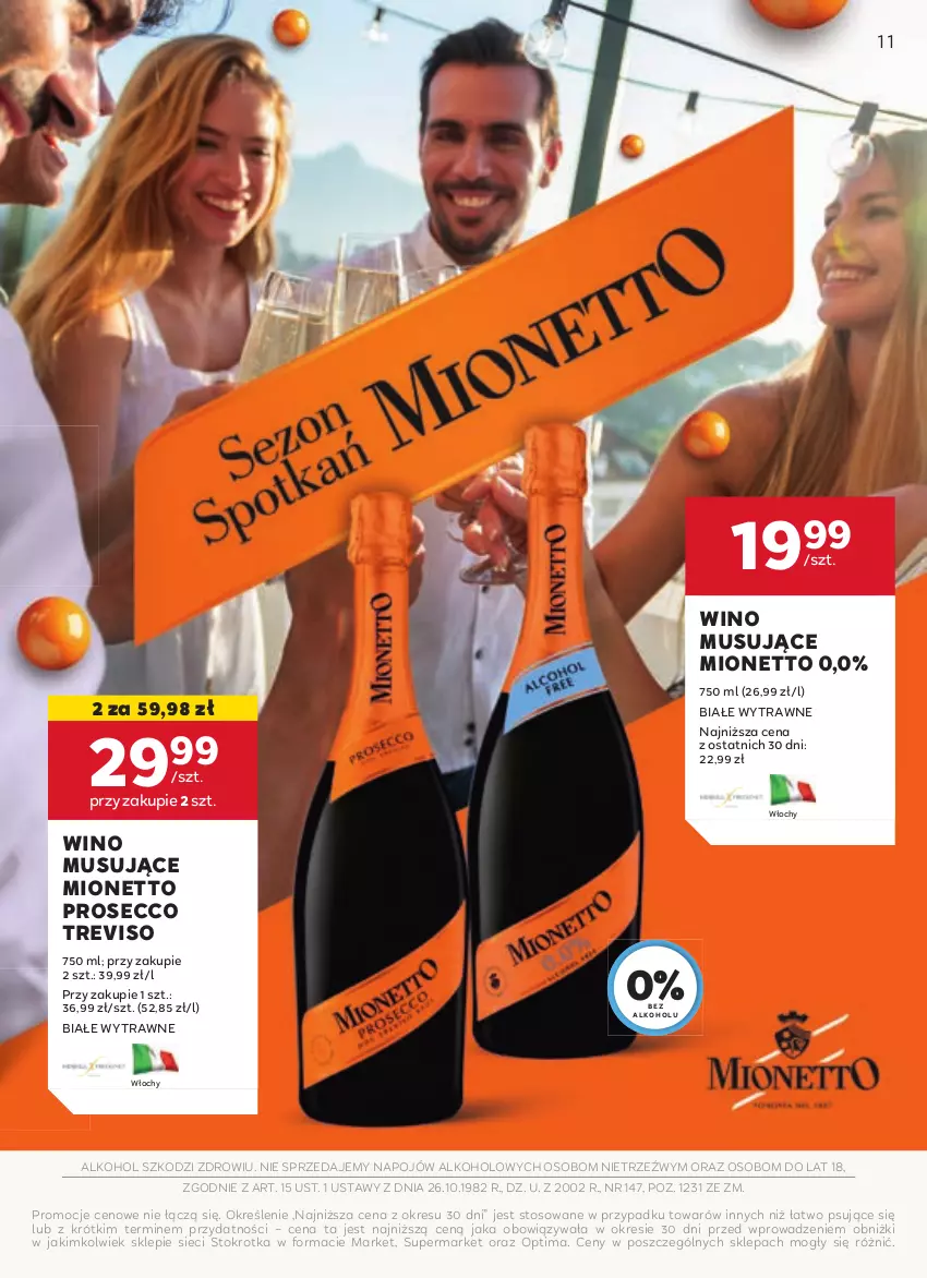 Gazetka promocyjna Stokrotka - Oferta alkoholowa - ważna 22.06 do 19.07.2024 - strona 11 - produkty: Mionetto, Mus, Optima, Prosecco, Wino, Wino musujące