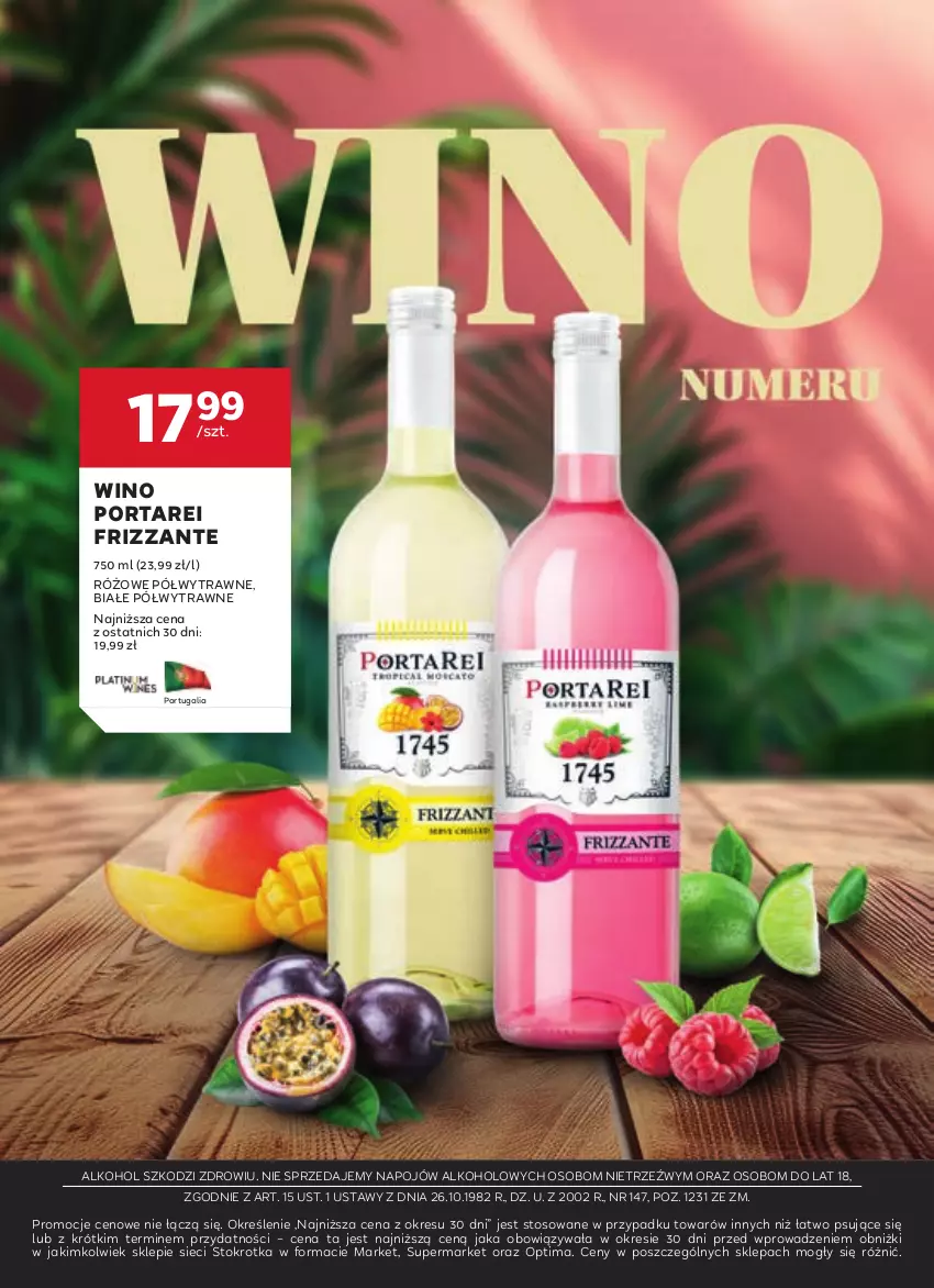 Gazetka promocyjna Stokrotka - Oferta alkoholowa - ważna 22.06 do 19.07.2024 - strona 15 - produkty: Optima, Por, Wino