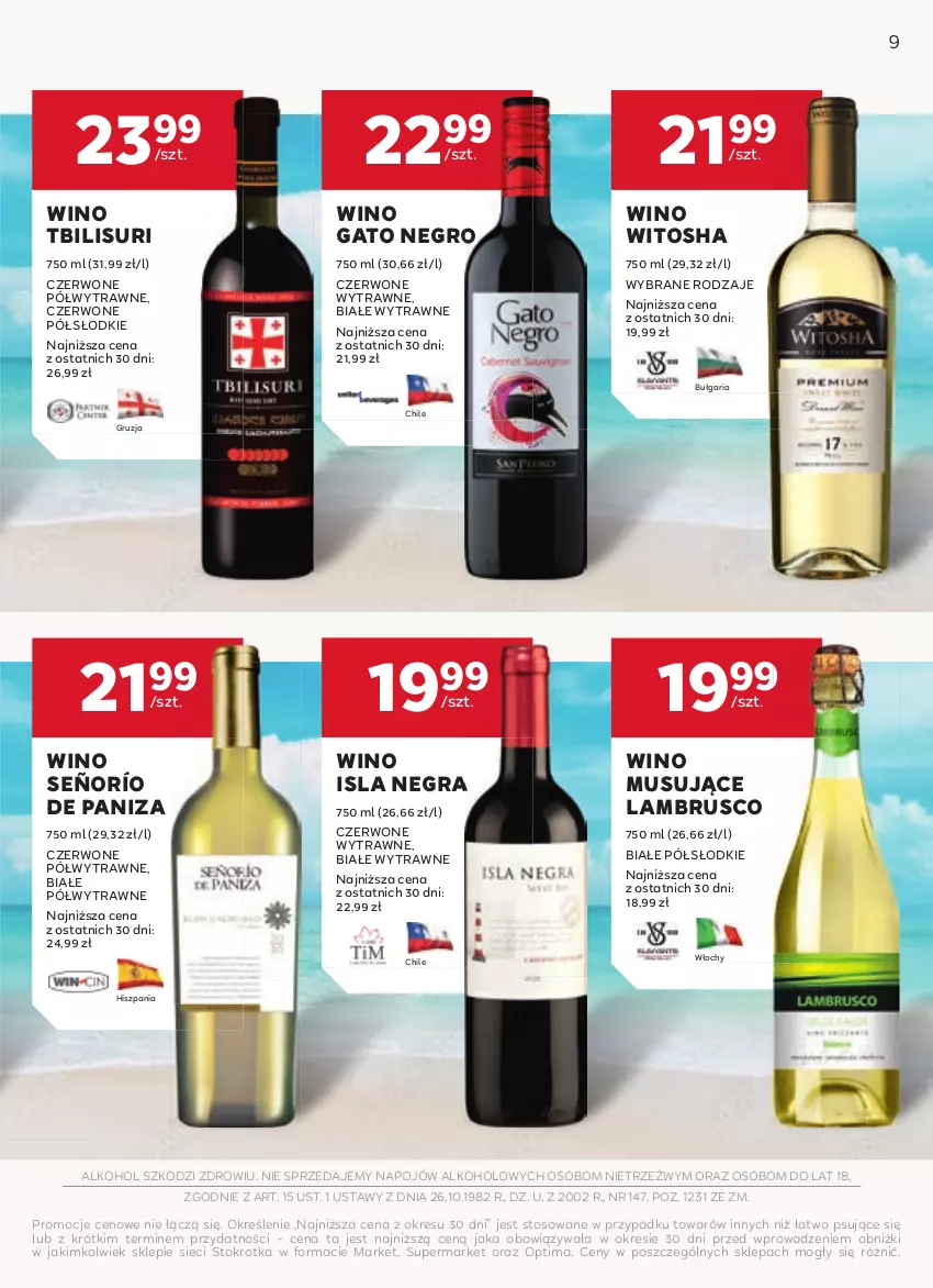 Gazetka promocyjna Stokrotka - Oferta alkoholowa - ważna 22.06 do 19.07.2024 - strona 9 - produkty: Gra, Isla, Mus, Optima, Wino, Wino musujące