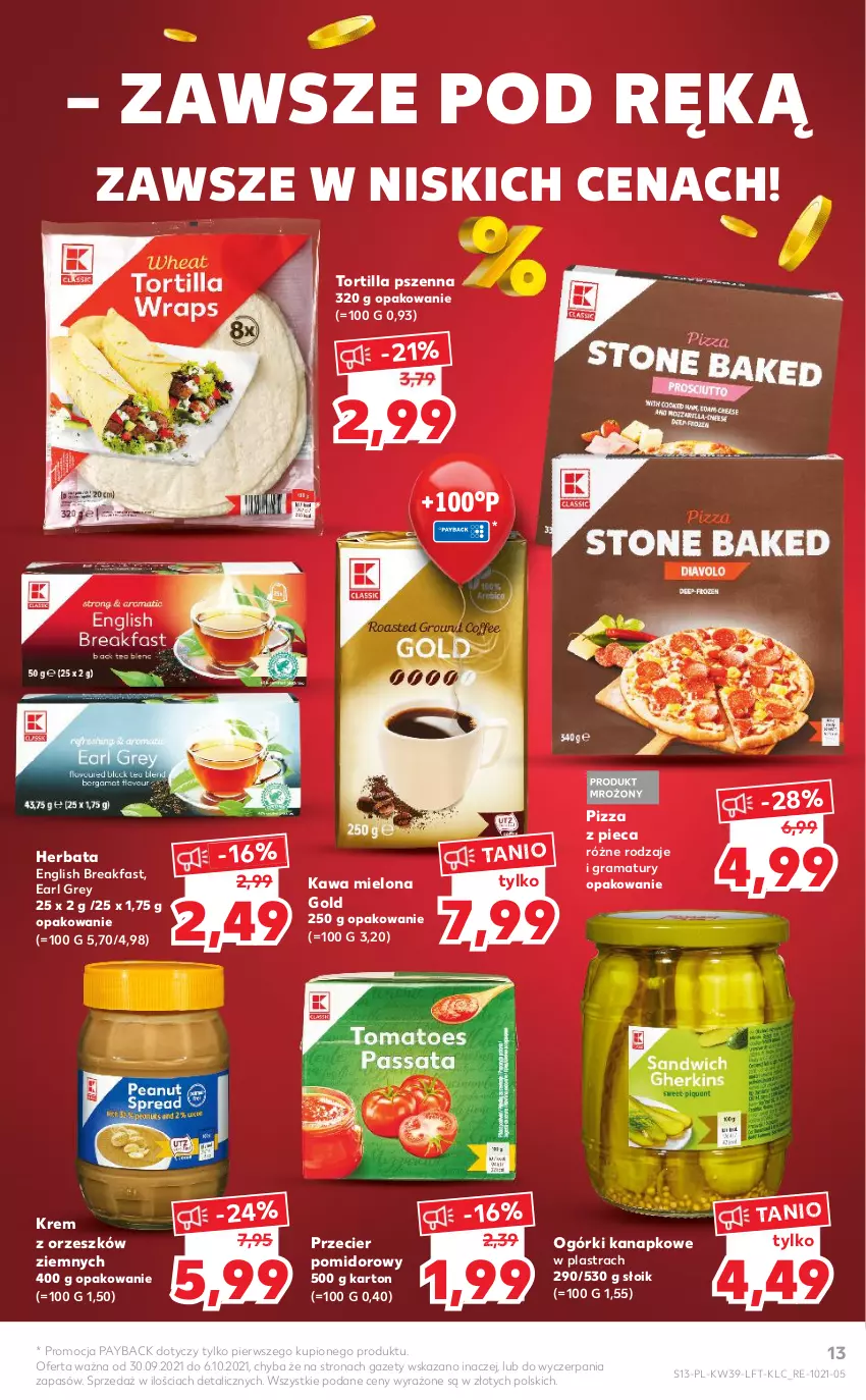 Gazetka promocyjna Kaufland - OFERTA TYGODNIA - ważna 30.09 do 06.10.2021 - strona 13 - produkty: Earl Grey, Fa, Gra, Herbata, Kawa, Kawa mielona, Piec, Pizza, Rama, Tortilla