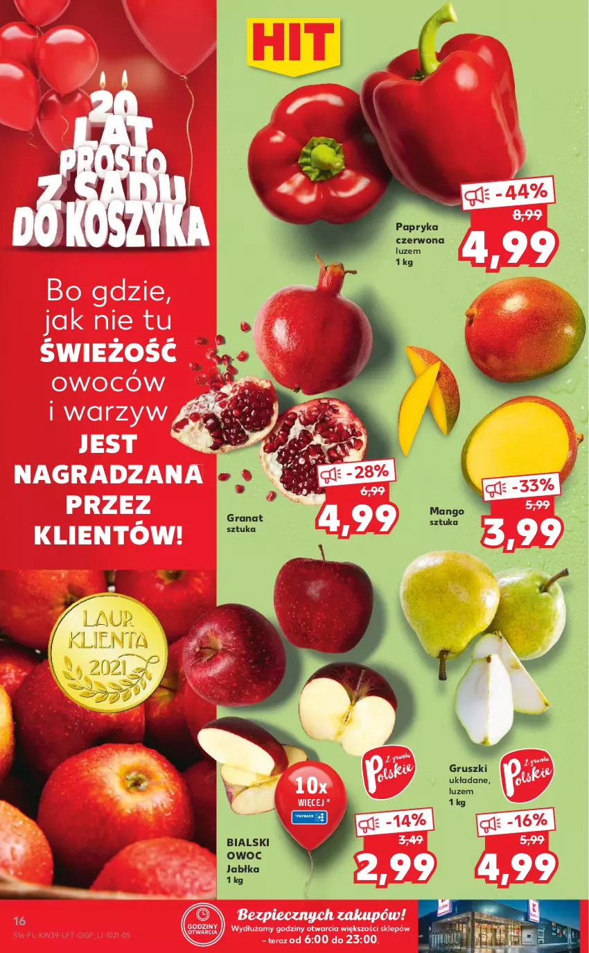 Gazetka promocyjna Kaufland - OFERTA TYGODNIA - ważna 30.09 do 06.10.2021 - strona 16 - produkty: Gra, Granat, Gruszki, Jabłka, Mango, Papryka, Papryka czerwona, Piec, Tera