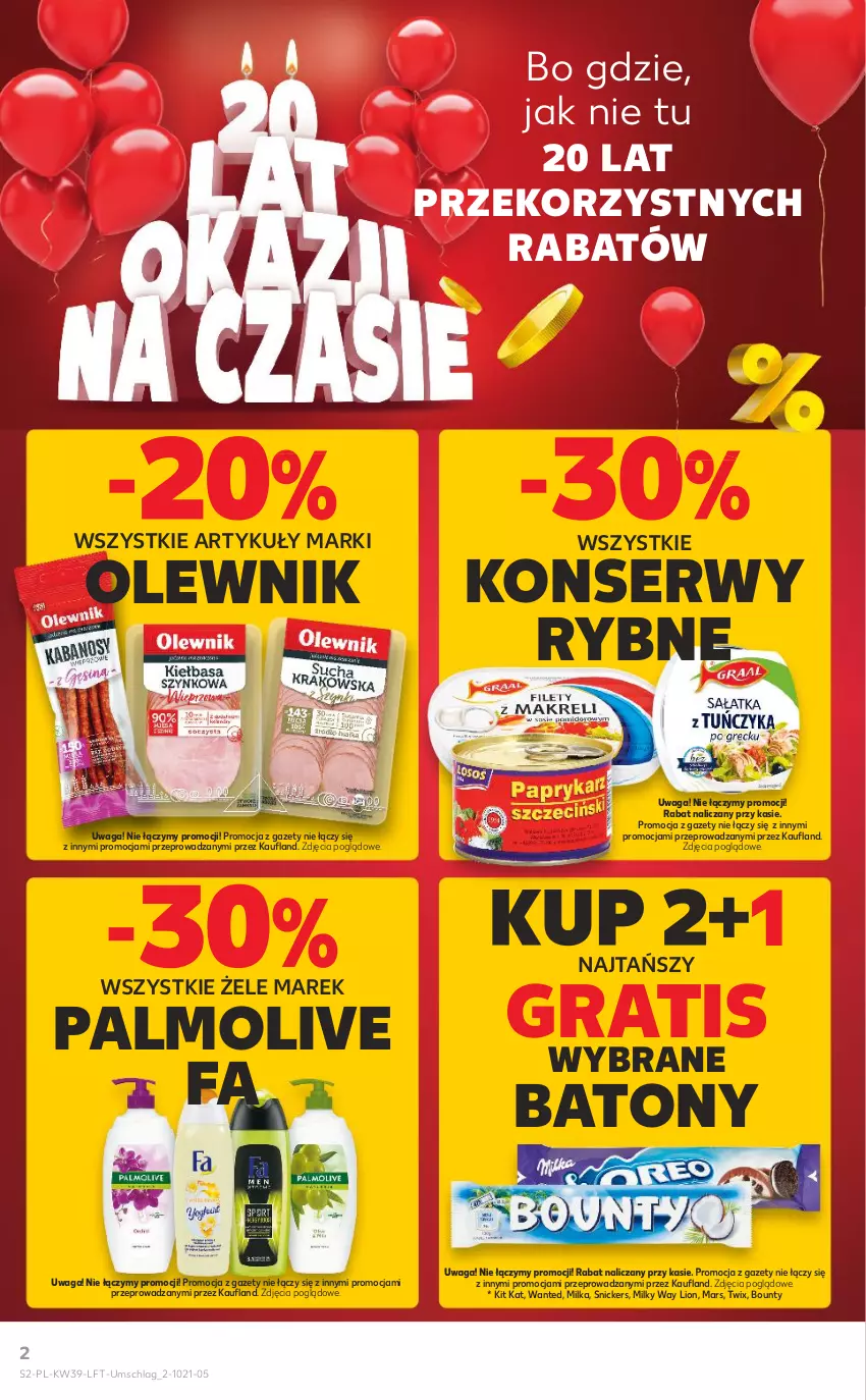 Gazetka promocyjna Kaufland - OFERTA TYGODNIA - ważna 30.09 do 06.10.2021 - strona 2 - produkty: Baton, Bounty, Fa, Gra, Kit Kat, Lion, Mars, Milka, Milky Way, Olewnik, Palmolive, Ser, Snickers, Twix, Waga