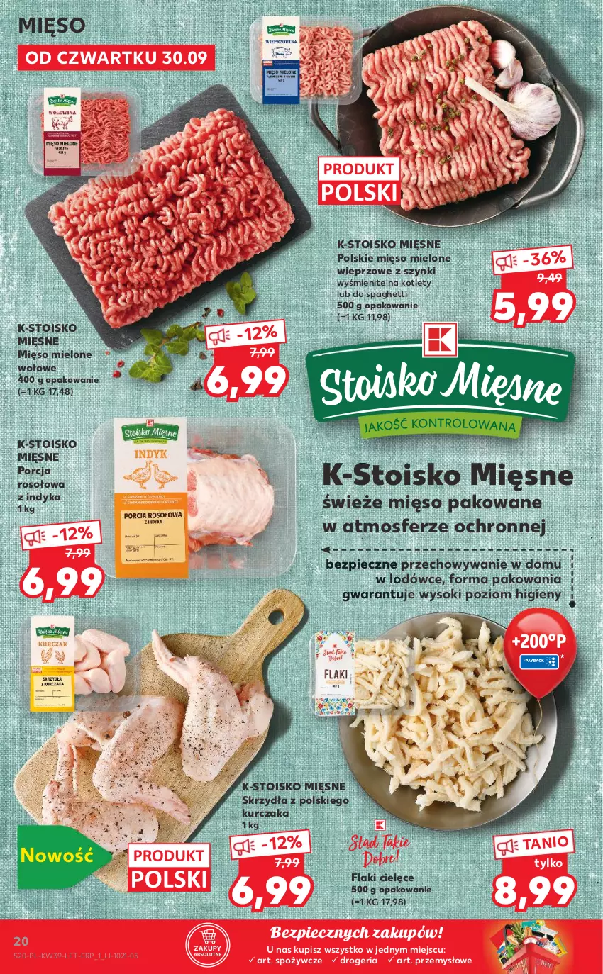 Gazetka promocyjna Kaufland - OFERTA TYGODNIA - ważna 30.09 do 06.10.2021 - strona 20 - produkty: Flaki, Kotlet, Kurczak, Mięso, Mięso mielone, Piec, Por, Sok, Spaghetti