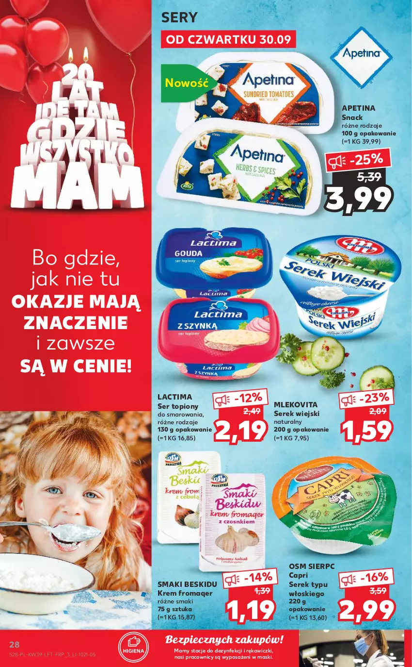 Gazetka promocyjna Kaufland - OFERTA TYGODNIA - ważna 30.09 do 06.10.2021 - strona 28 - produkty: Mleko, Mlekovita, Piec, Ser, Ser topiony, Serek, Serek wiejski, Top