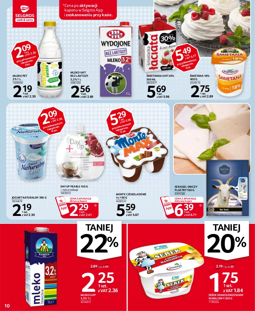 Gazetka promocyjna Selgros - Oferta spożywcza - ważna 21.01 do 03.02.2021 - strona 10 - produkty: Jogurt, Jogurt naturalny, LG, Mleko, Monte, Ser, Ser kozi, Serek, Serek homogenizowany