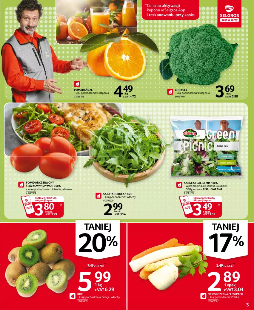 Gazetka promocyjna Selgros - Oferta spożywcza - ważna 21.01 do 03.02.2021 - strona 3 - produkty: Brokuły, Kiwi, LG, Pomarańcze, Rukola, Sałat, Sałatka, Salsa