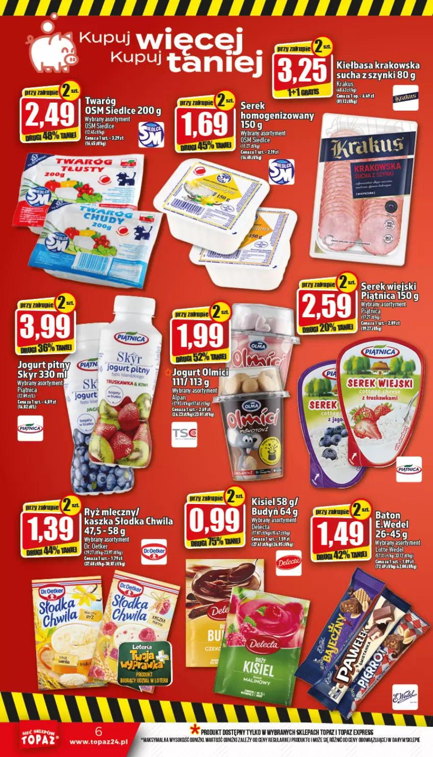 Gazetka promocyjna Topaz - Gazetka - ważna 29.09 do 05.10.2022 - strona 6 - produkty: Cars, EPEE, Kisiel, Krakus, Ryż, Słodka Chwila, Sok, Top