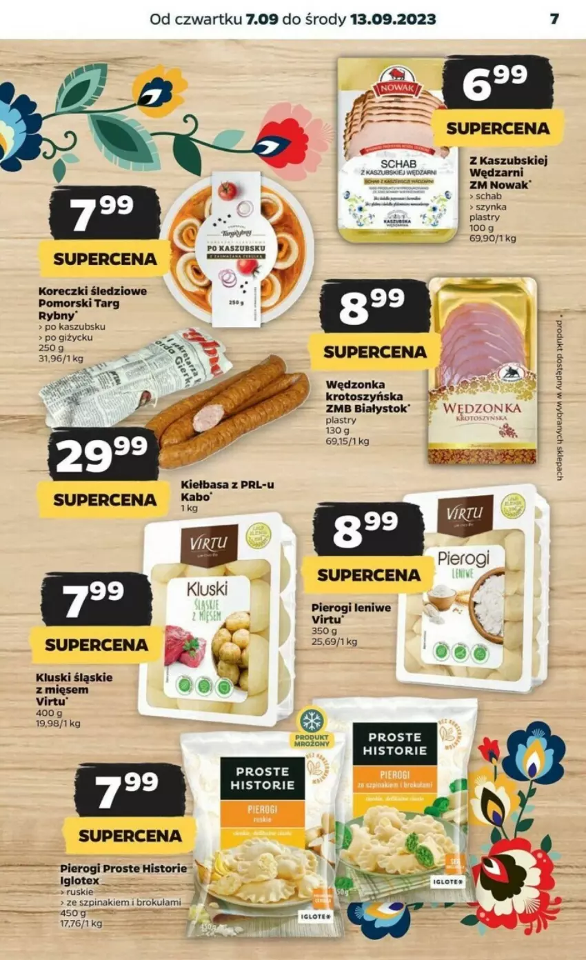 Gazetka promocyjna Netto - ważna 07.09 do 13.09.2023 - strona 14 - produkty: Kiełbasa, Koreczki śledziowe, NOWAK, Pierogi, Szpinak, Szynka, Virtu